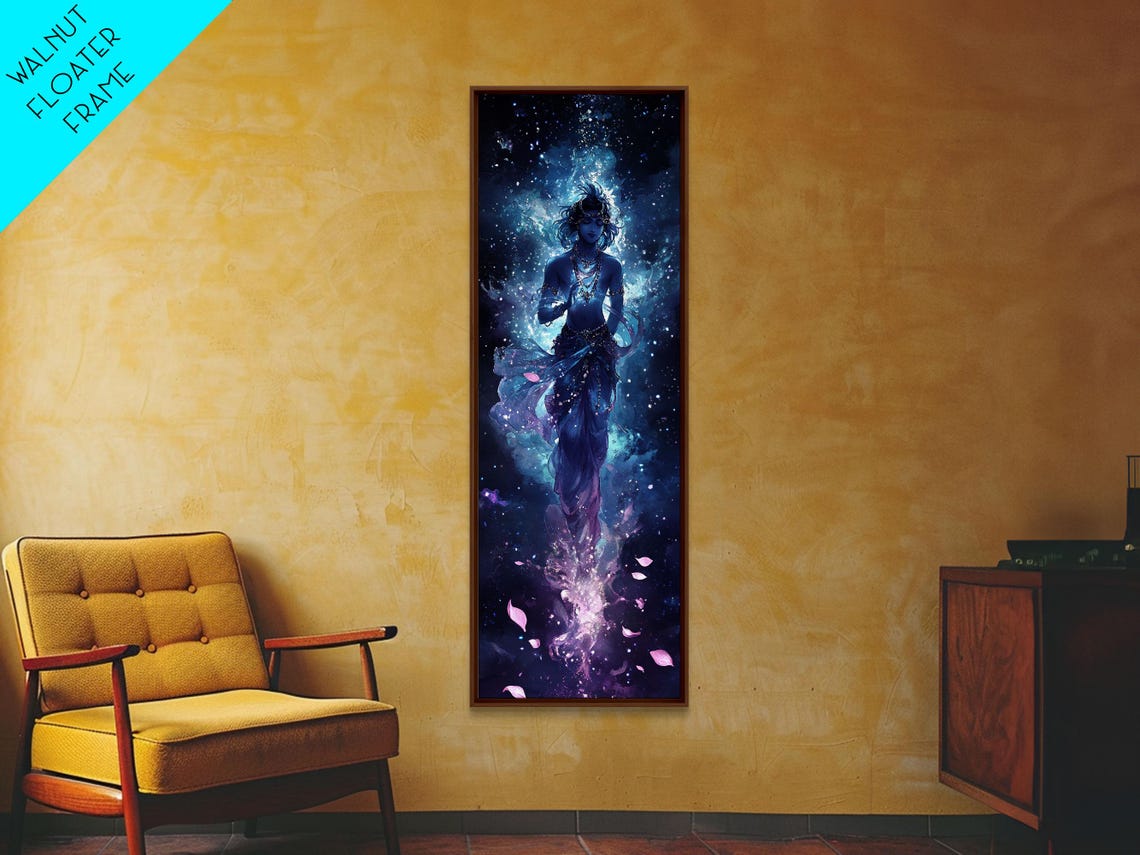 Blue Krishna In Cosmic Galaxy Hindu Deity Spiritual Art Poster - Image 4