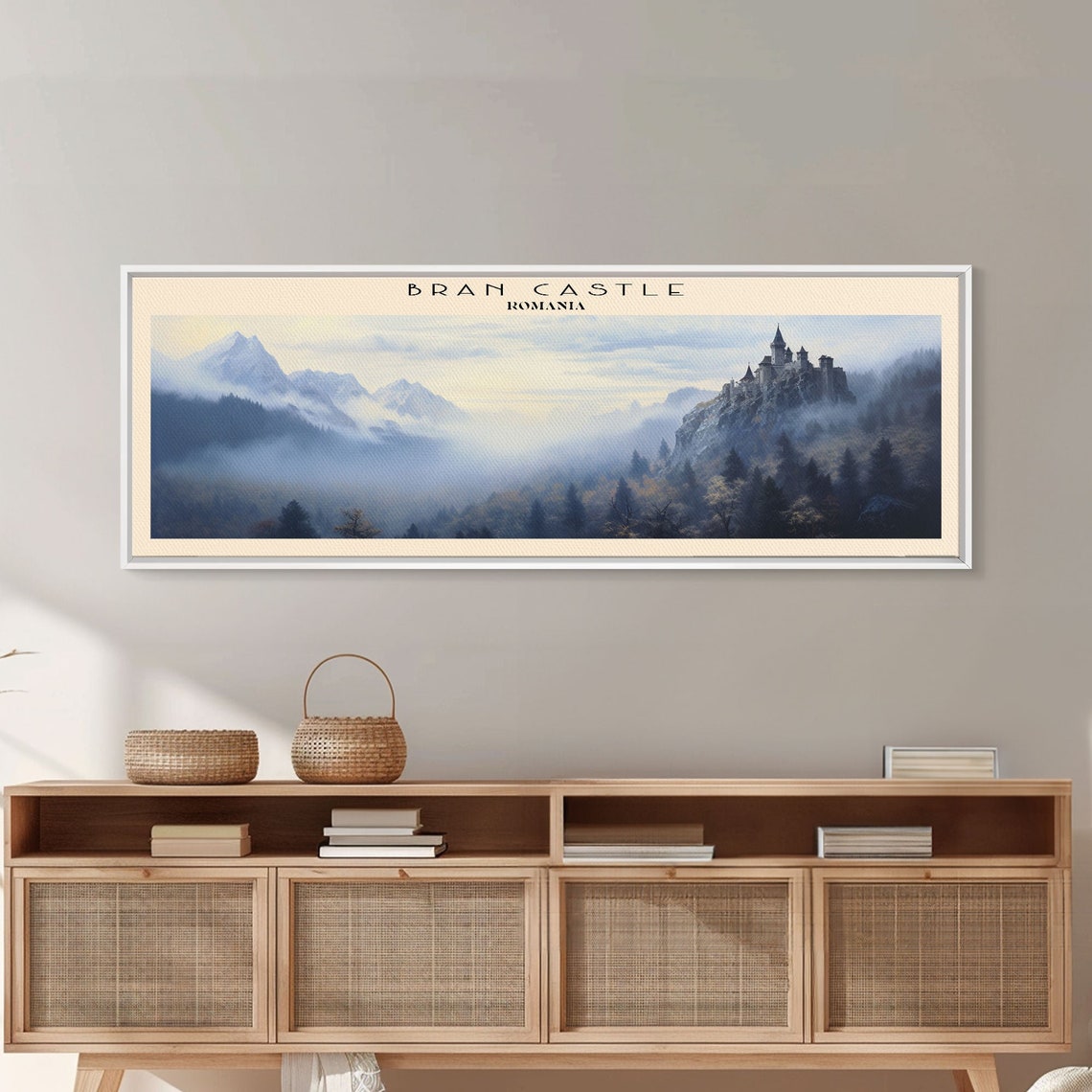 Bran Castle Romania Misty Carpathian Mountains Forest Panoramic Poster - Image 5