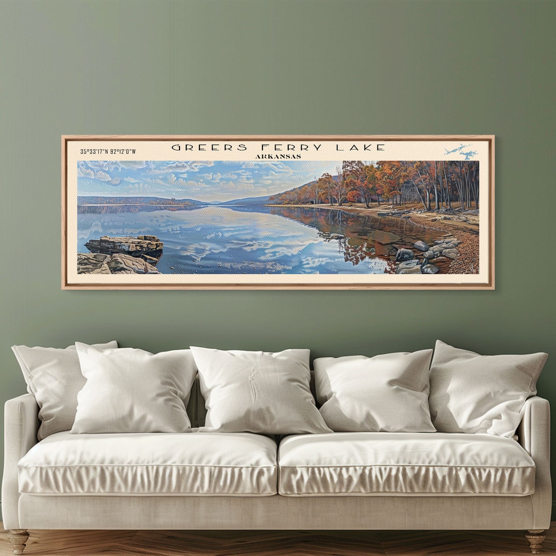 Greers Ferry Lake Arkansas Mirror Calm Water Autumn Hills Poster - Image 4