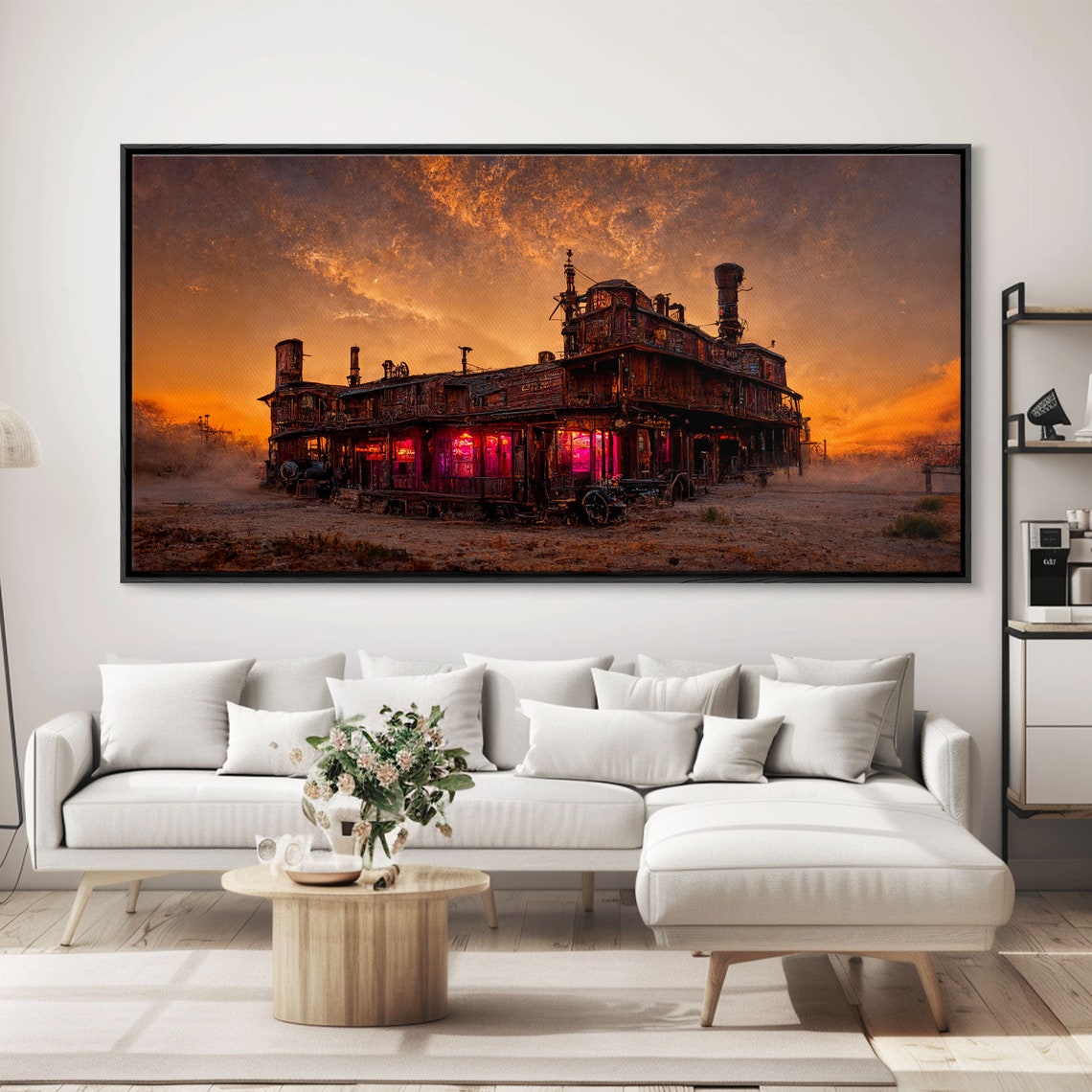 Abandoned Steampunk Wild West Saloon Desert Sunset Fantasy Wall Poster