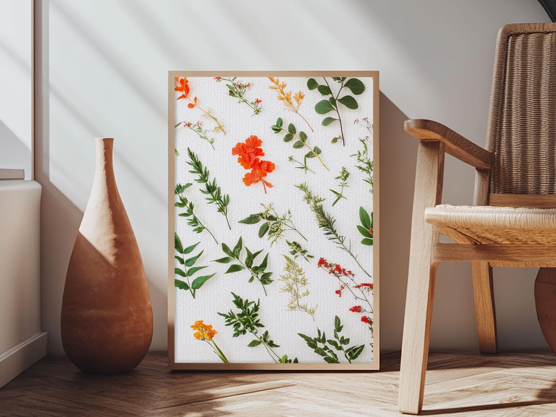 Pressed Botanical Herbarium Specimens Minimalist Flower Art Print - Image 6