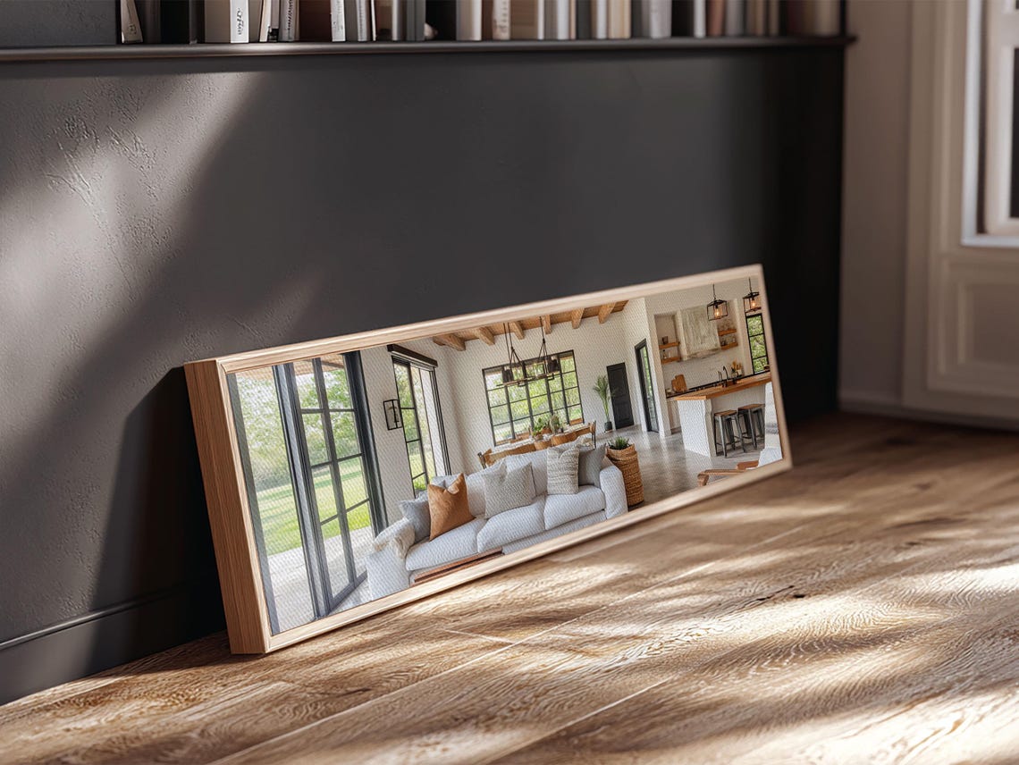 Modern Farmhouse Living Room Interior Beams Rustic Bright Wall Poster - Image 2