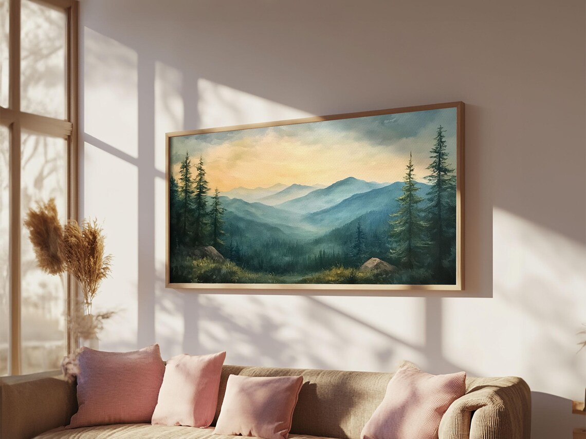 Blue Ridge Mountains Minimalist Watercolor Art Print - Image 5