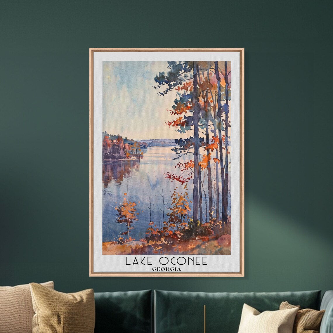 Lake Oconee Georgia Autumn Watercolor Lakeside Travel Poster - Image 2