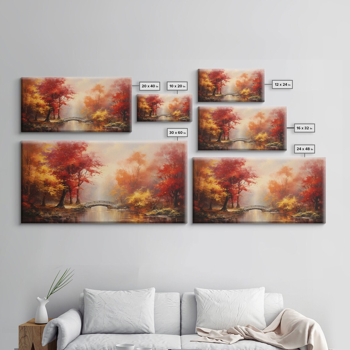 Early Autumn Forest Landscape Art Print, Farmhouse - Image 2