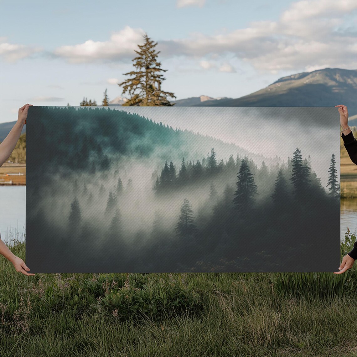 Misty Foggy Pine Forest Mountain Landscape Zen Calm Nature Travel Poster - Image 6