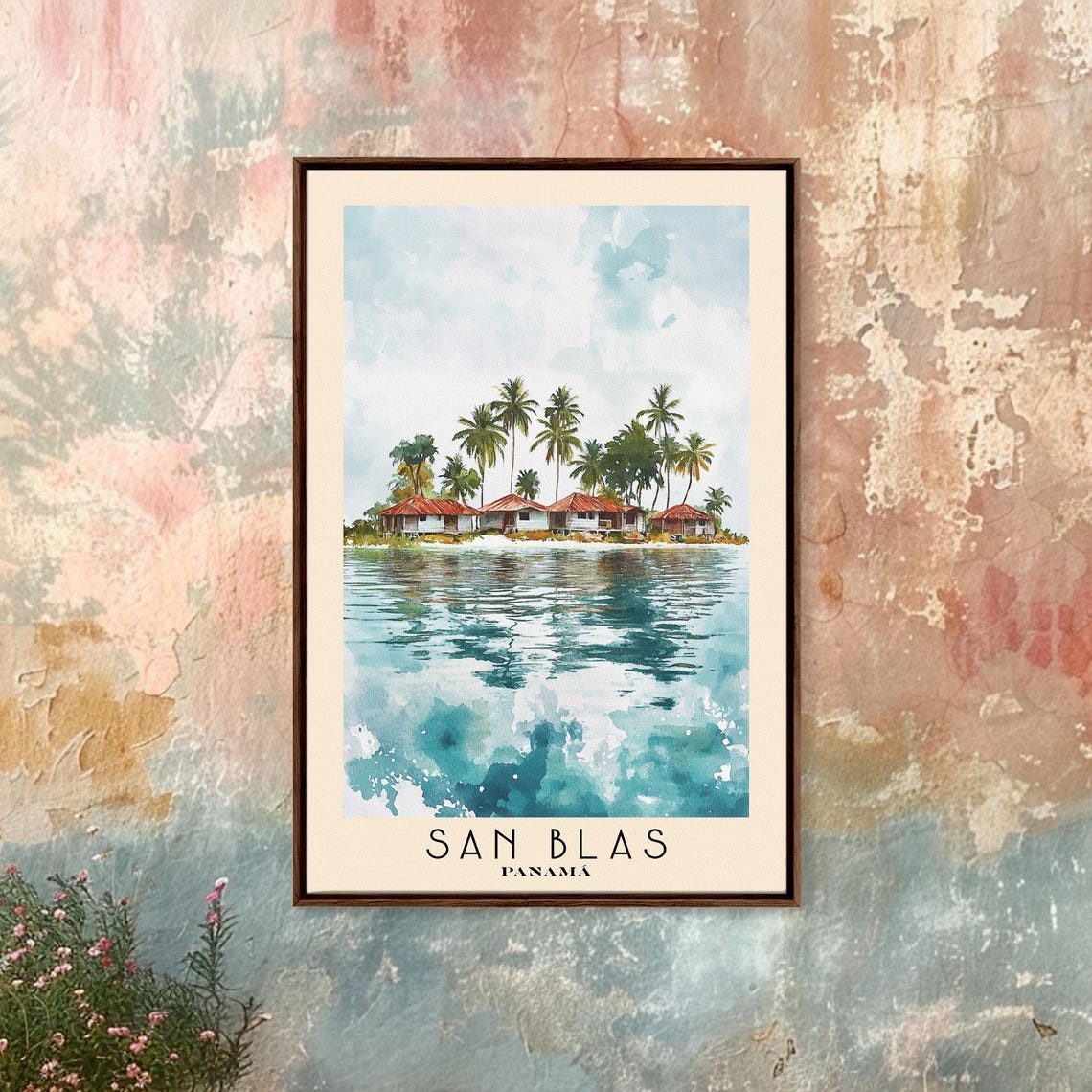 San Blas Panama Palm Island Huts Turquoise Caribbean Water Poster - Image 4
