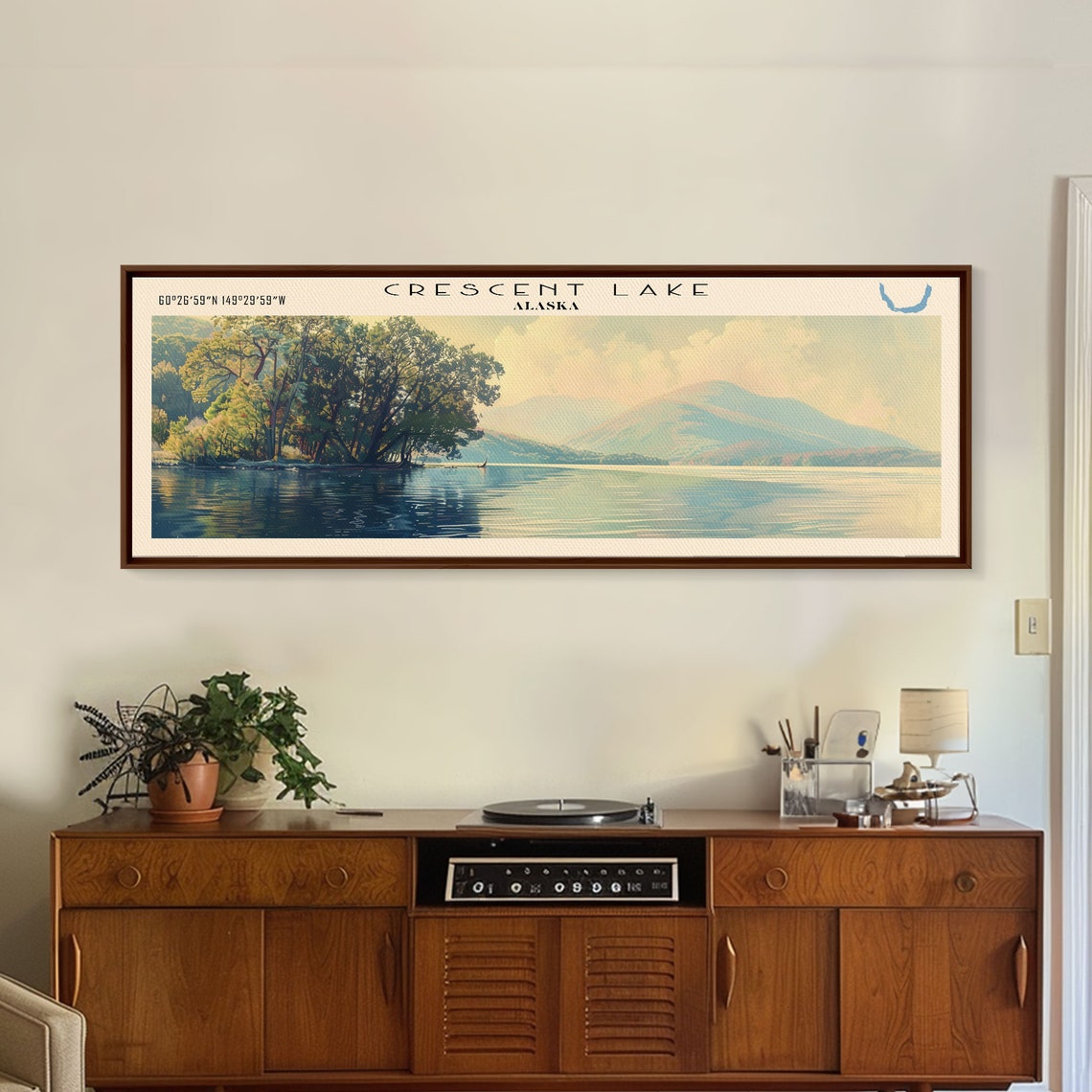 Crescent Lake Alaska Lush Island Point Calm Teal Water Travel Poster - Image 2