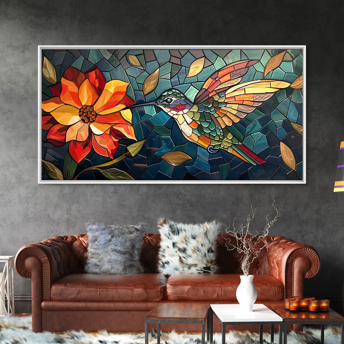 Hummingbird and Flower, Stained Glass Style Print - Image 6