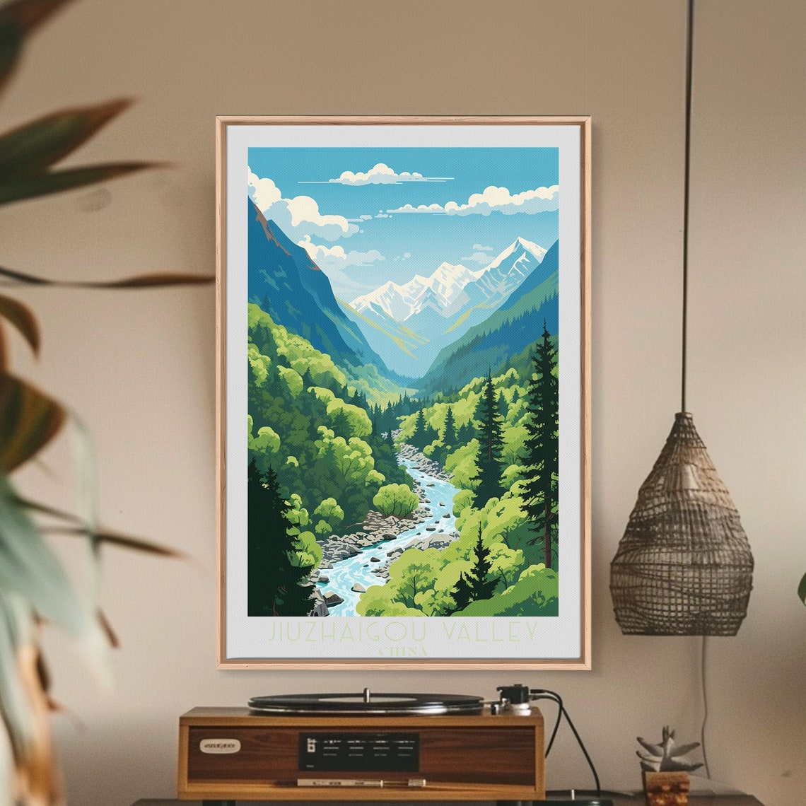 Jiuzhaigou Valley China Snowy Peaks Mountain River Forest Poster - Image 5
