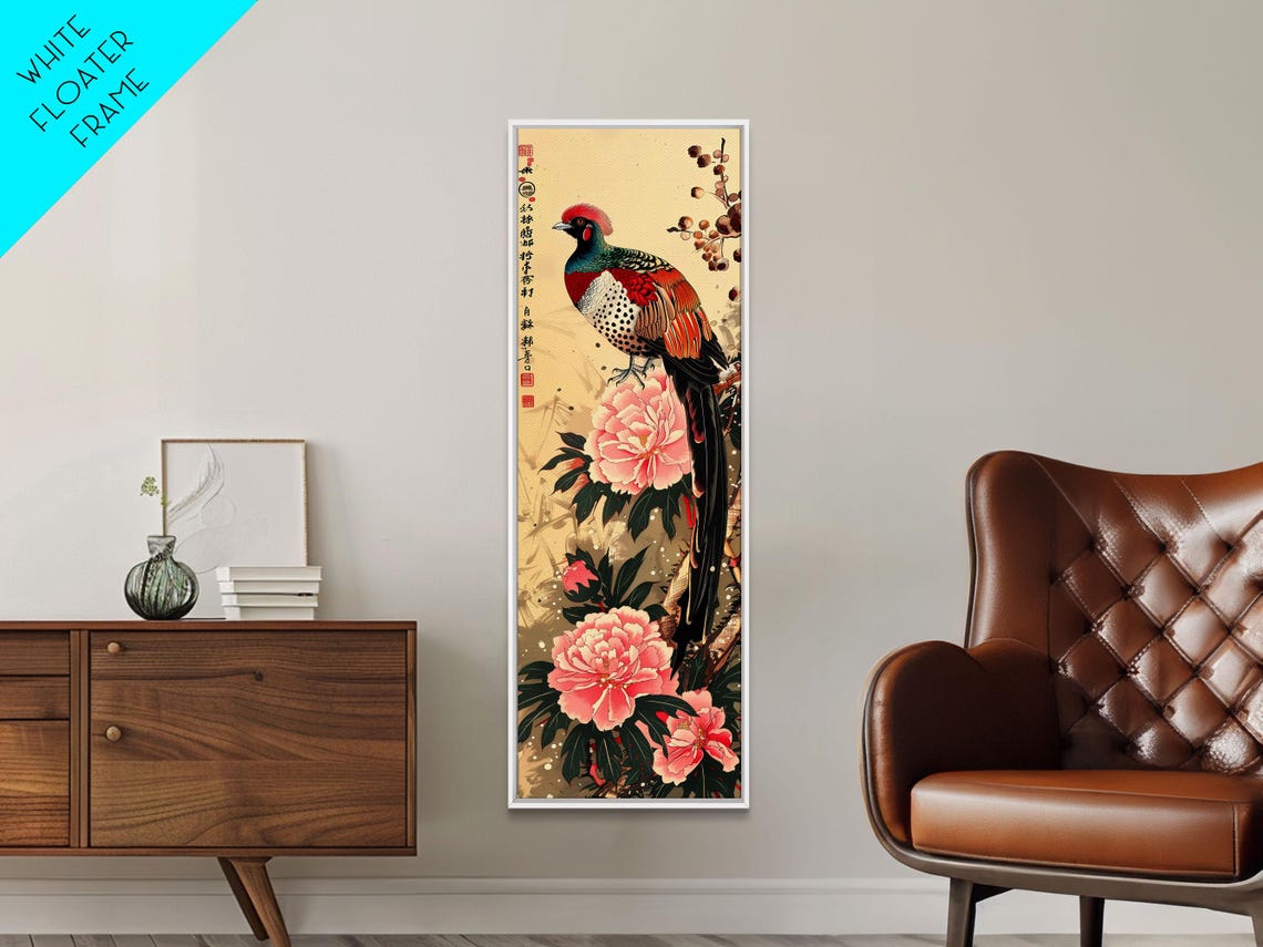 Japanese Ukiyo E Elliot Pheasant Peony Blossoms Vintage Poster - Image 5