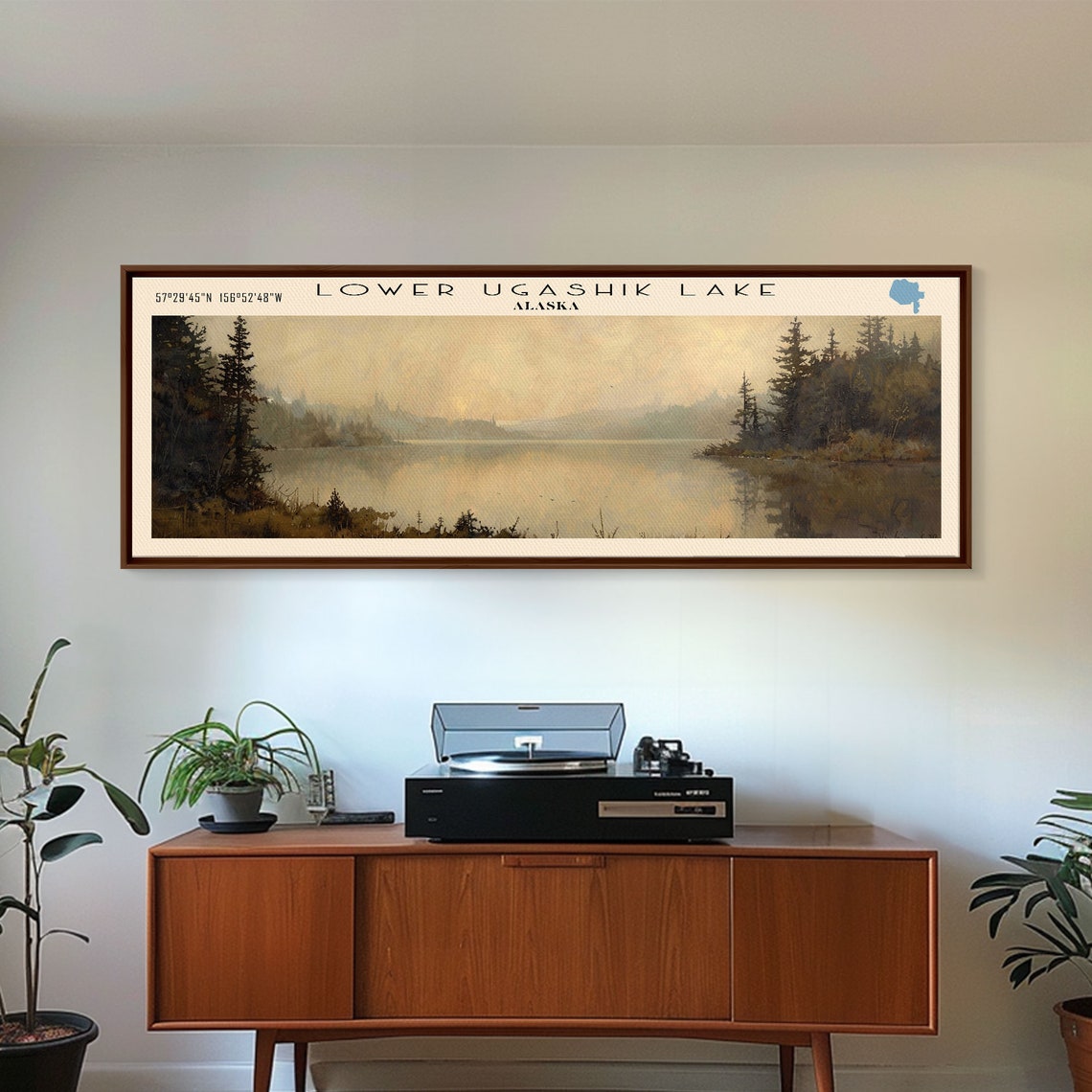 Lower Ugashik Lake Alaska Misty Golden Fog Evergreen Lake Art Poster - Image 2