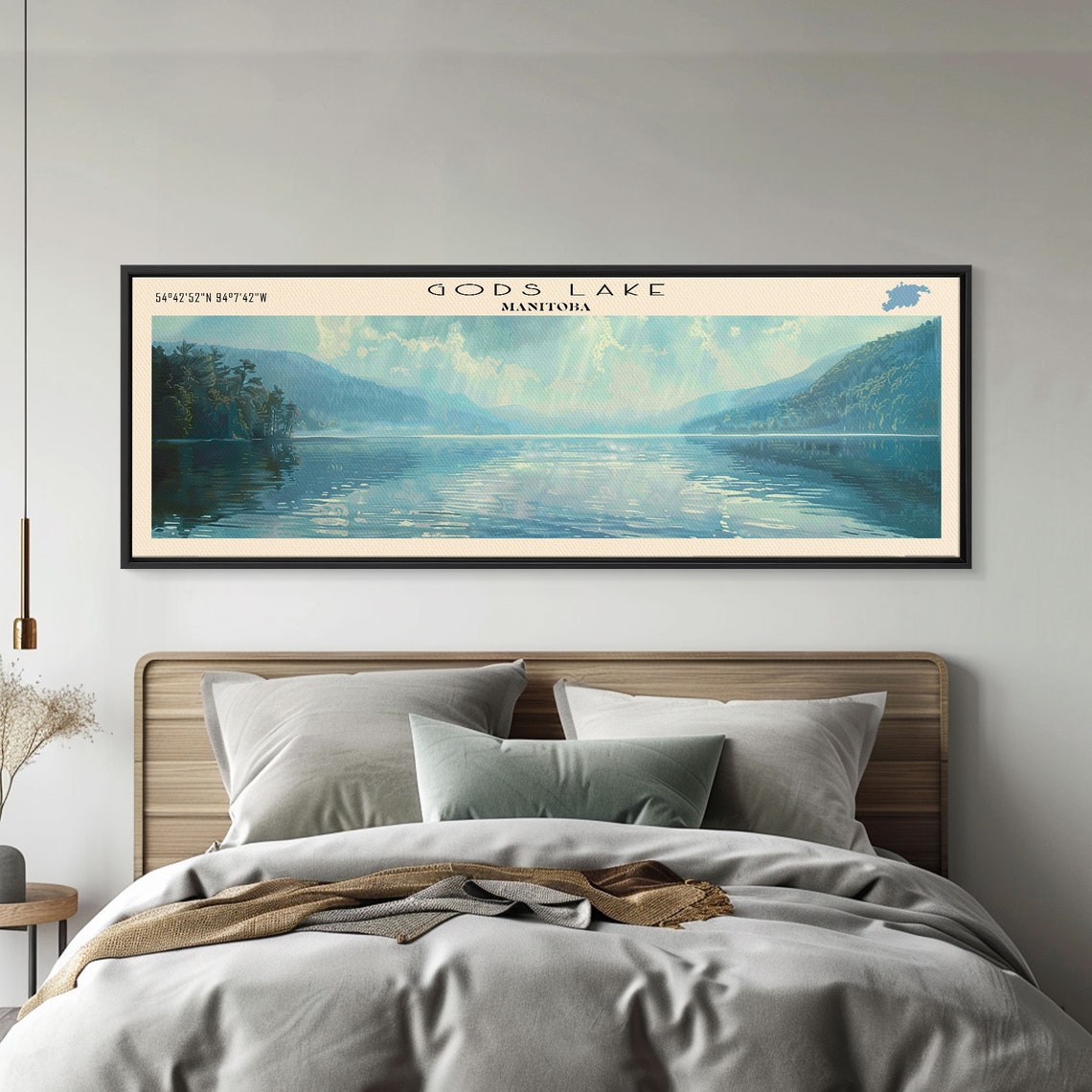 Gods Lake Framed Print Lake House Decor Panoramic Wall Art Travel Poster Scenic Lake Painting Nature Art - Image 2
