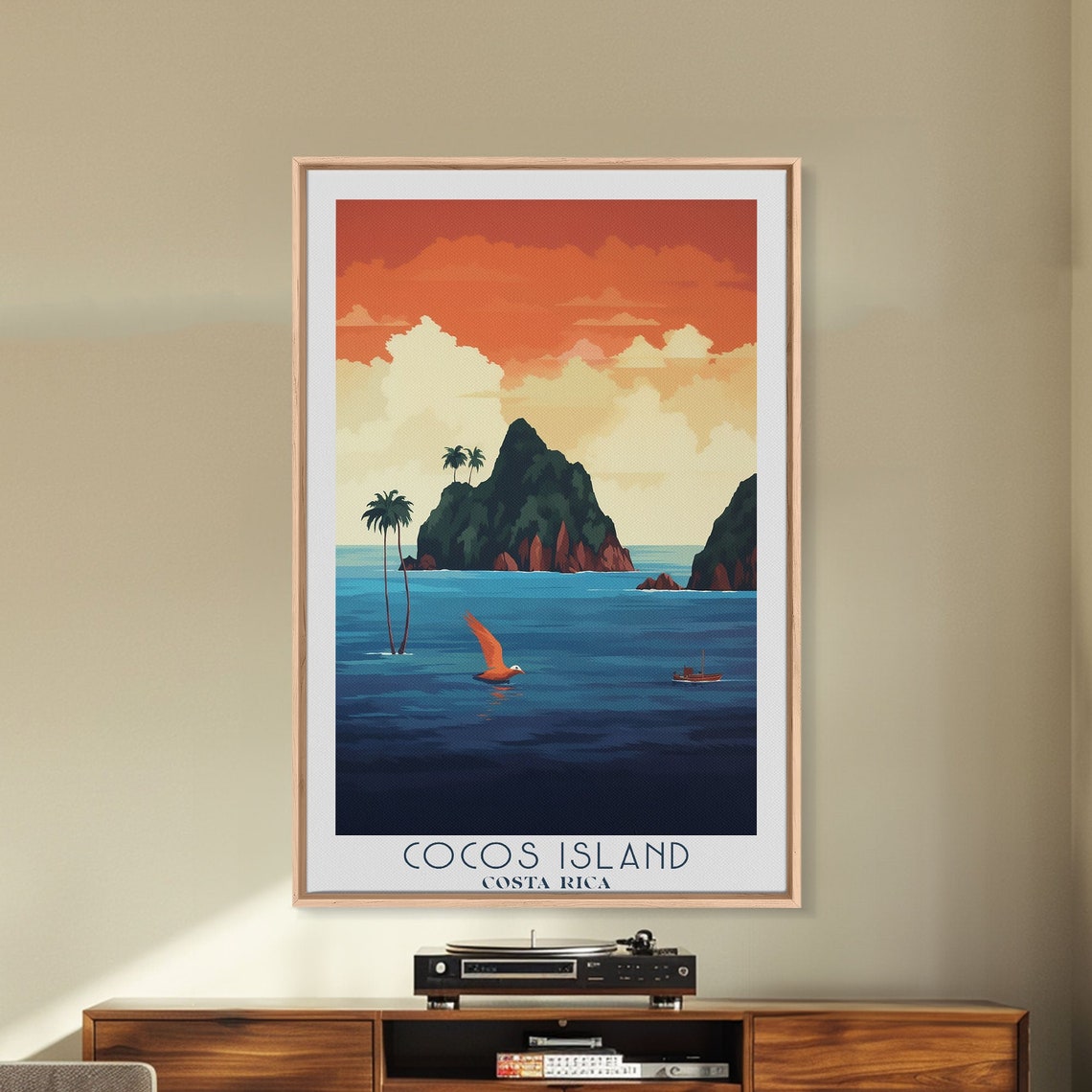 Cocos Island Costa Rica Sunset Ocean Rocky Peak Island Travel Poster - Image 5
