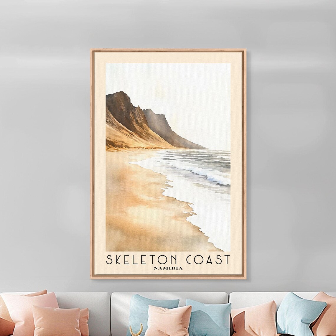 Skeleton Coast Namibia Golden Dunes Misty Surf Minimalist Shore Travel Poster - Image 2