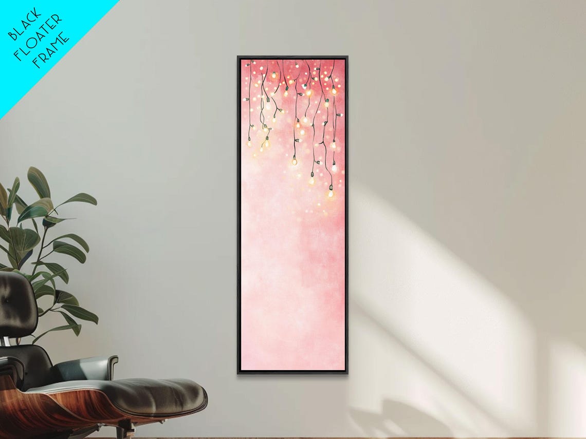 Dreamy Fairy Lights String Warm Glow Pink Watercolor Cozy Wall Poster - Image 6