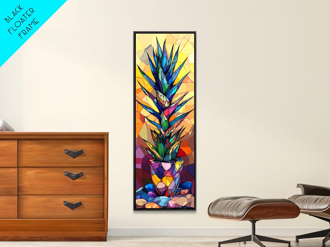 Stained Glass Agave Potted Plant Colorful Mosaic Botanical Poster - Image 4