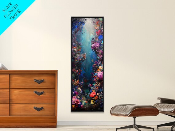 Deep Sea Adventure With Colorful Coral Reefs Skinny And Tall Art Stunning Framed Print Underwater Landscape Wall Art