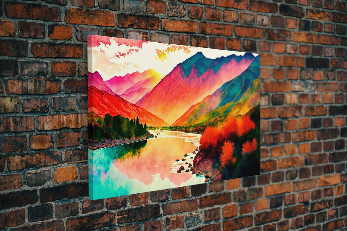 Watercolor Landscape Rainbow Landscape Art Print