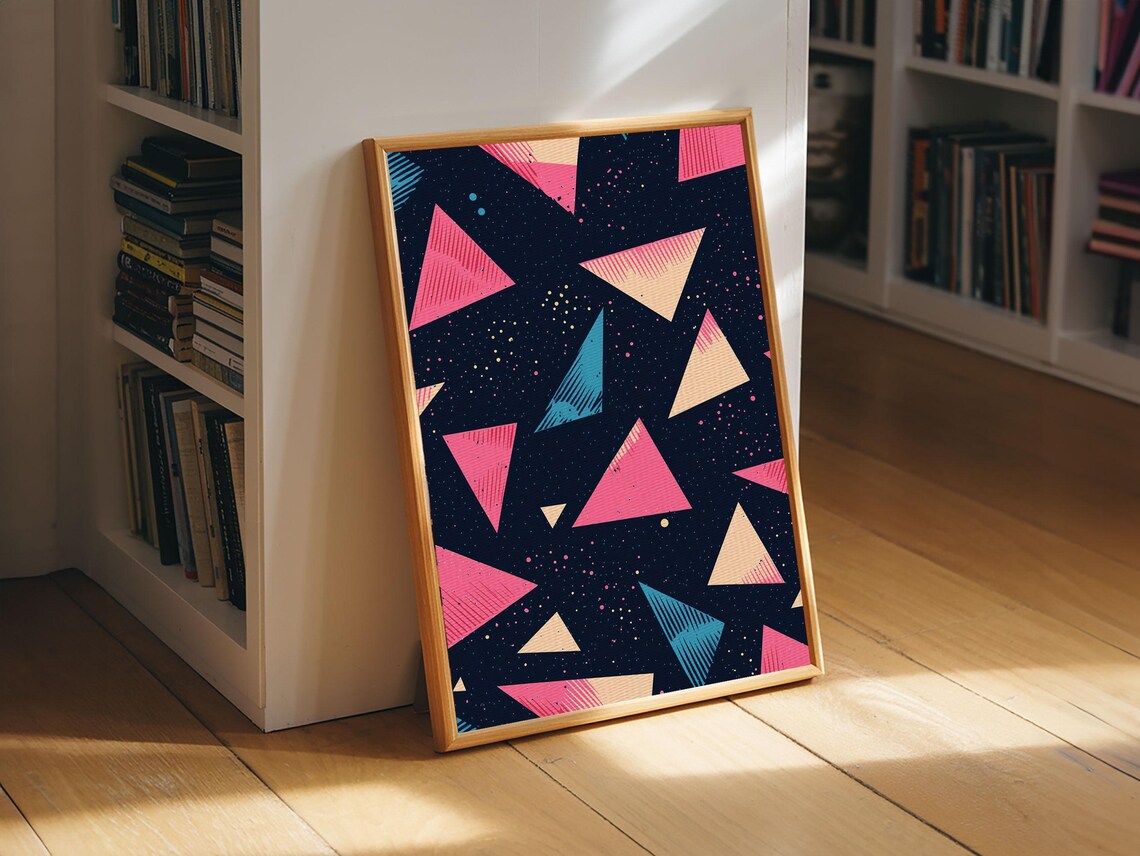 Retro 90s Style Synthwave Abstract Triangles