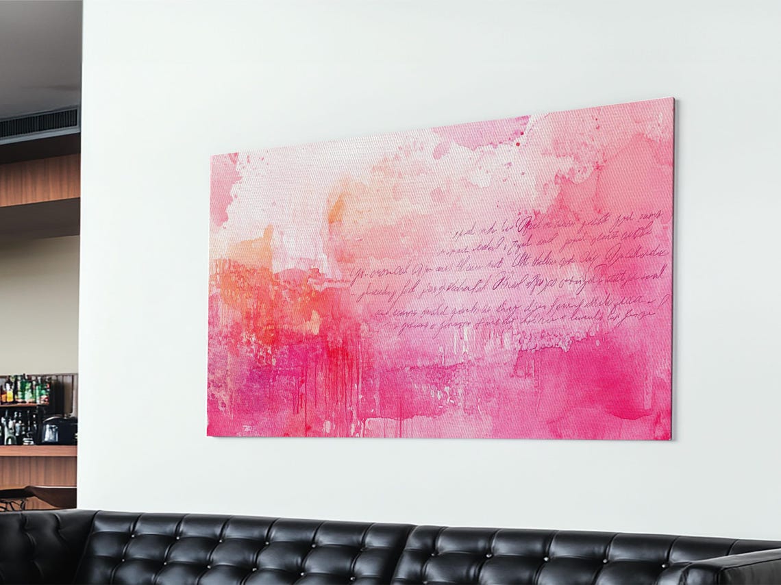 Abstract Pink Writing Framed Print Light Pink Wall Art Chinoiserie Whimsical Decor Rustic Wall Art Horizontal Gift Idea - Image 3