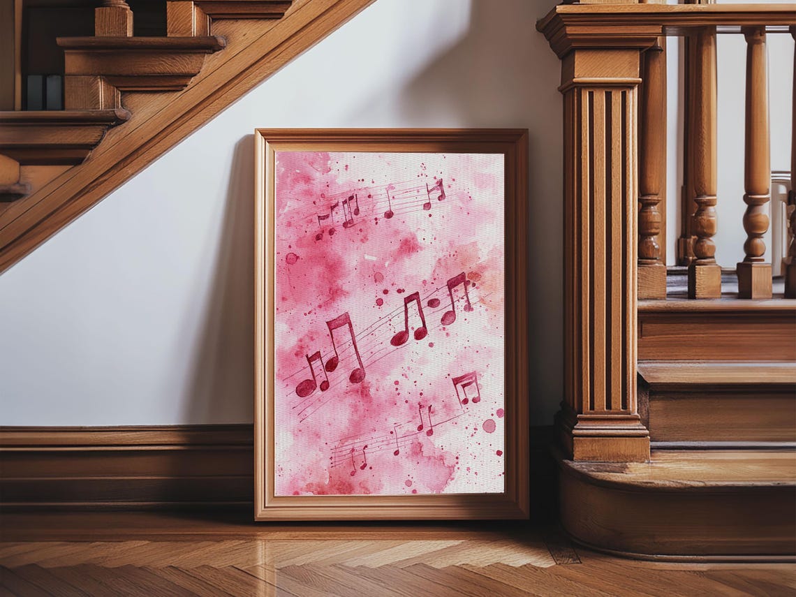 Pink Musical Notes Watercolor Floating Melody Music Lovers Wall Poster - Image 5