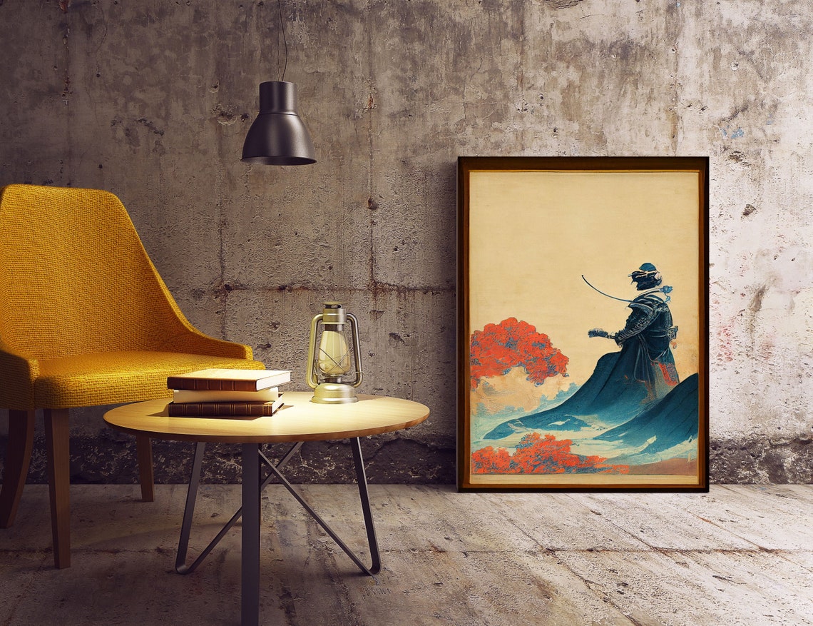 Japanese Samurai Warrior Ocean Waves Red Maple Classic Ukiyo-e Poster - Image 2