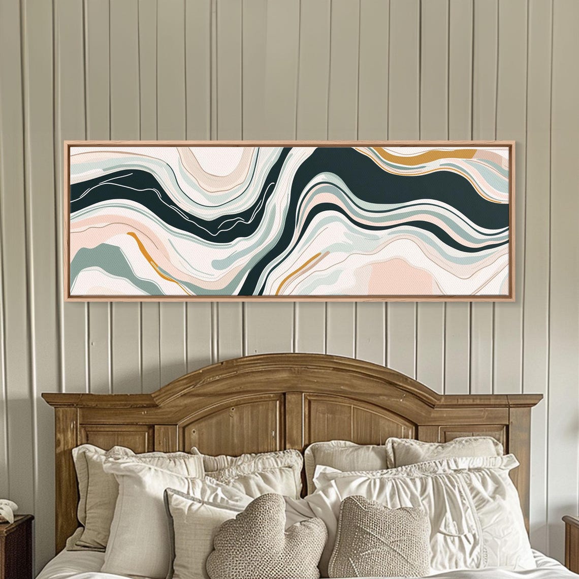 Pastel Marble Waves Swirl Abstract Boho Minimalist Wall Art Poster