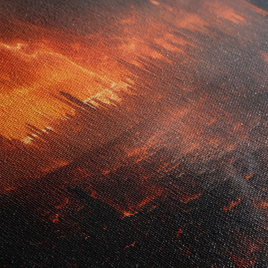 The Burning City Fire Storm Night Skyline Glowing Apocalyptic Print - Image 2