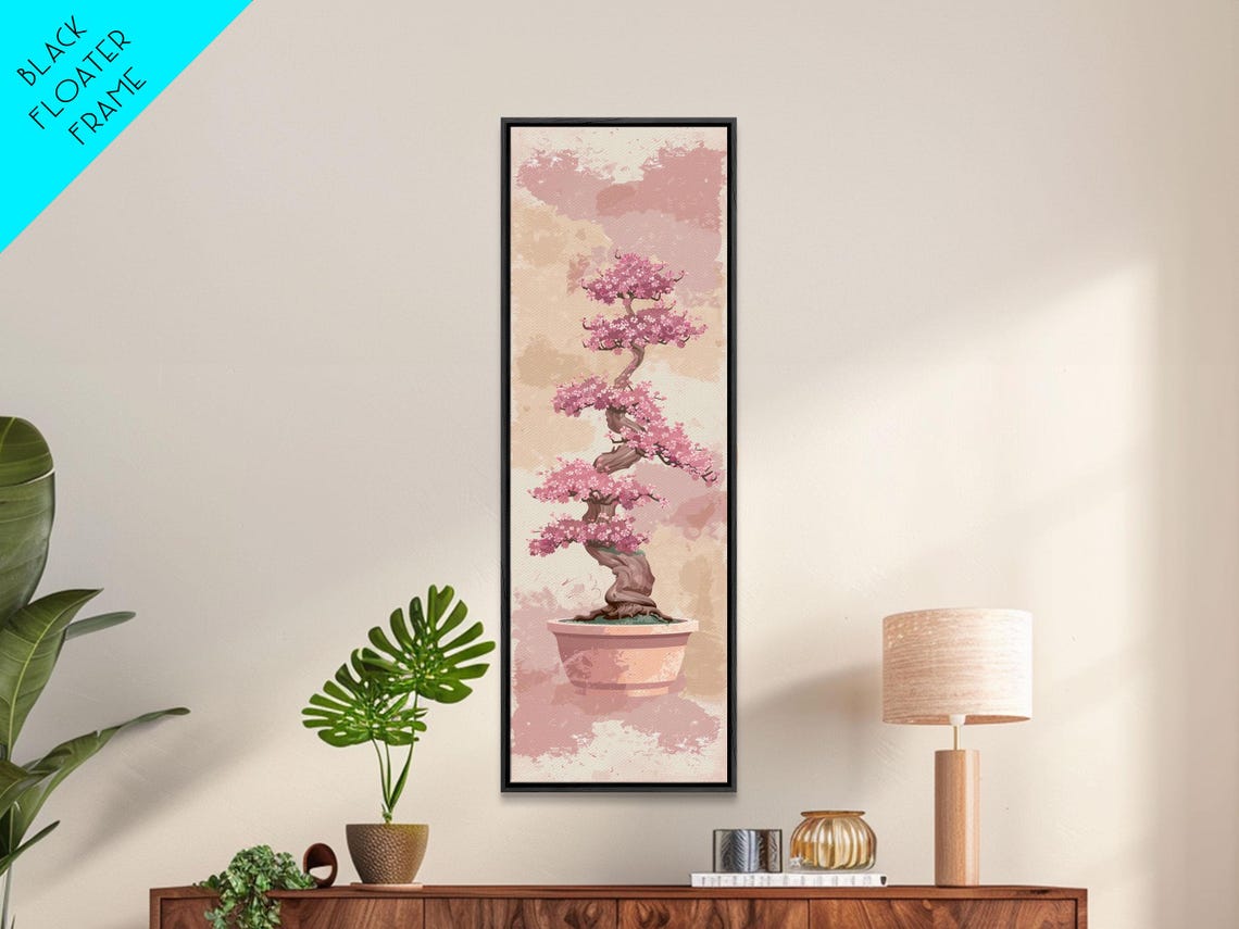 Potted Bonsai Cherry Blossom Tree Pink Bloom Japanese Art Poster - Image 6