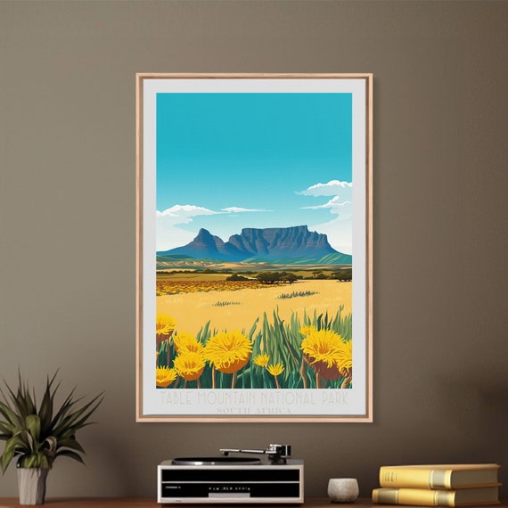 Table Mountain National Park Retro Travel Poster Original Framed Print South Africa Travel Decor Vintage Style Home Decor