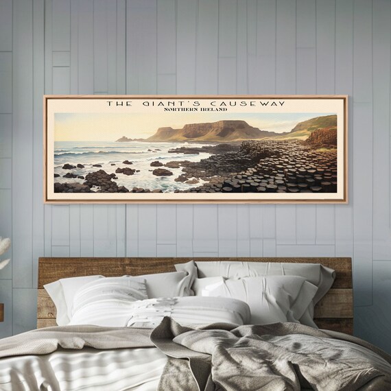 The Giants Causeway Travel Poster Print Framed Wall Art Metal Wall Art United Kingdom Art Gift For Him Panoramic Wall Art