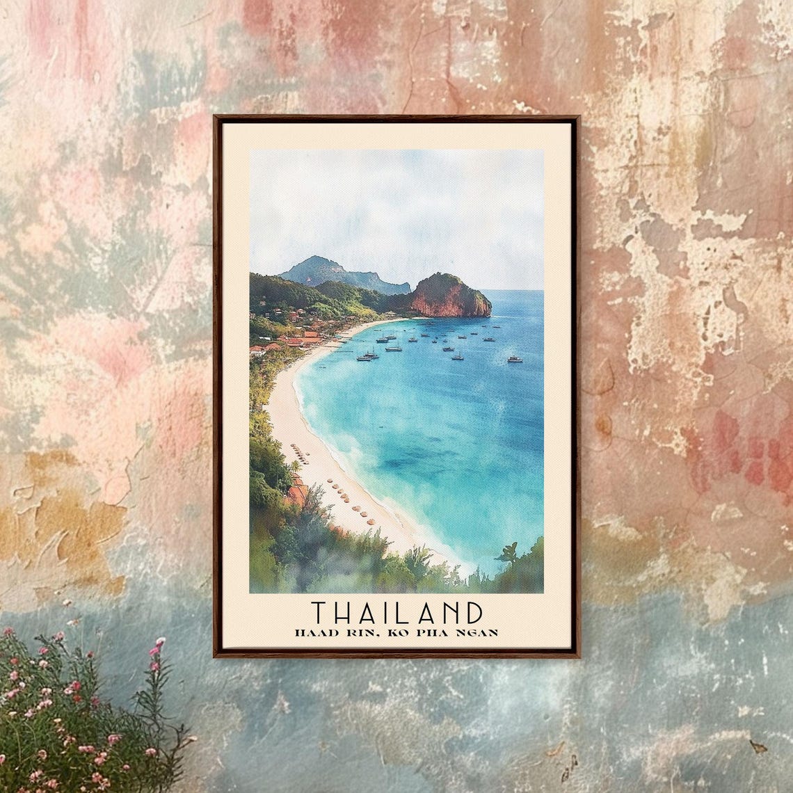 Haad Rin Ko Pha Ngan Thailand White Sand Bay Boats Headlands Poster - Image 4