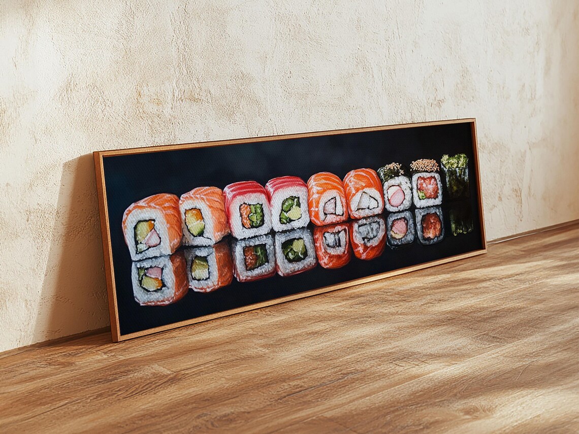 Sushi and Tuna Roll Modern Art Poster for Kitchen - Image 2