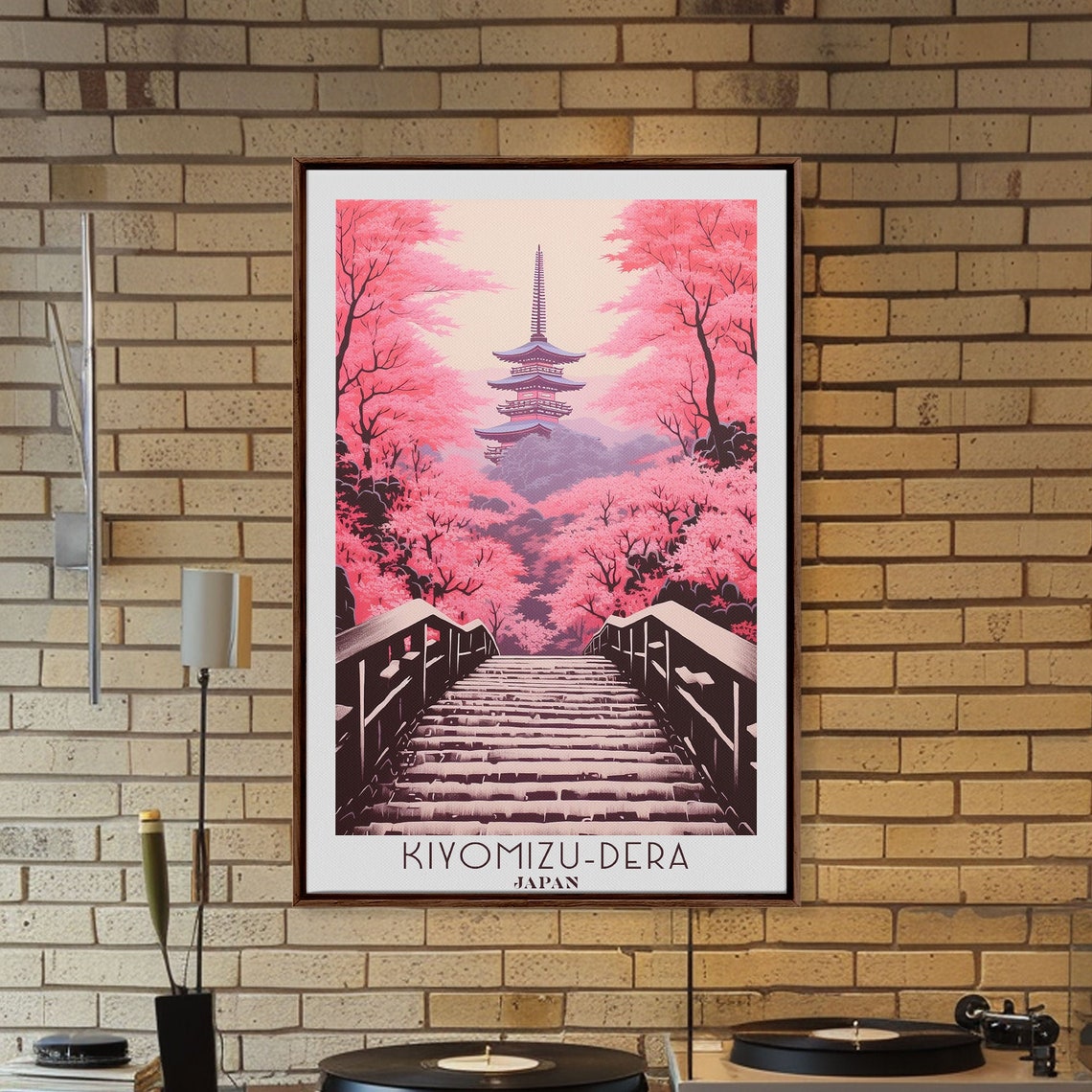 Kiyomizu-dera Japan Cherry Blossom Temple Pagoda Spring Travel Poster