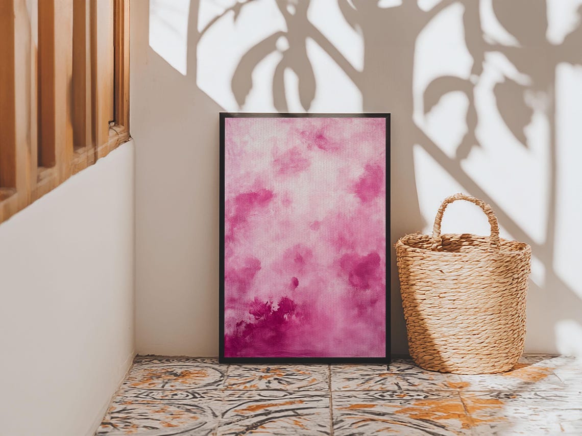 Abstract Pink Clouds Soft Watercolor Dreamy Blush Sky Art Print - Image 4