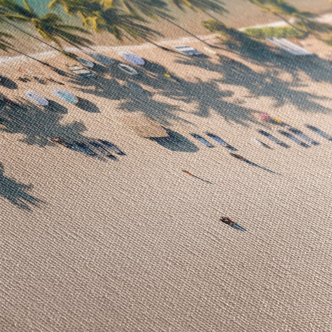 Tropical Beach Aerial Drone View Palm Trees Beach Umbrellas Poster - Image 2