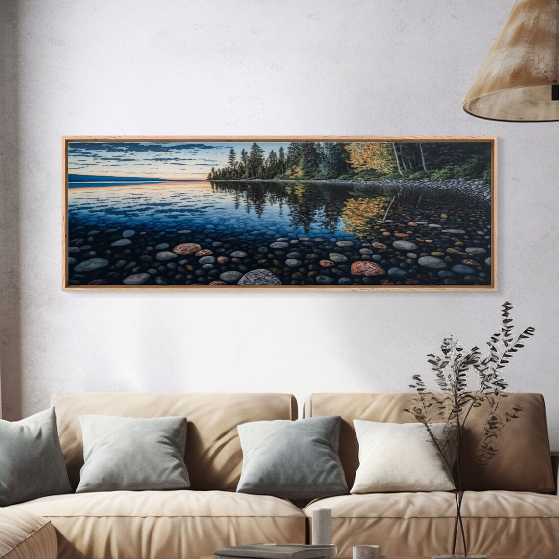 Pacific Northwest Stream Watercolor Panoramic Art Print - Image 4