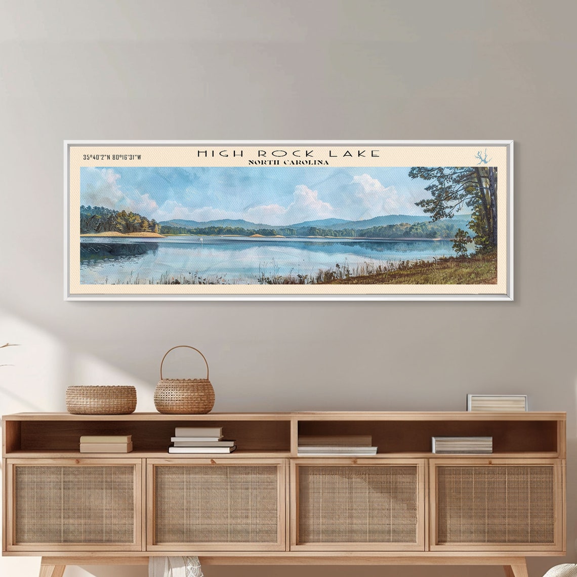 High Rock Lake North Carolina Wide Water Distant Hills Cloud Poster - Image 5