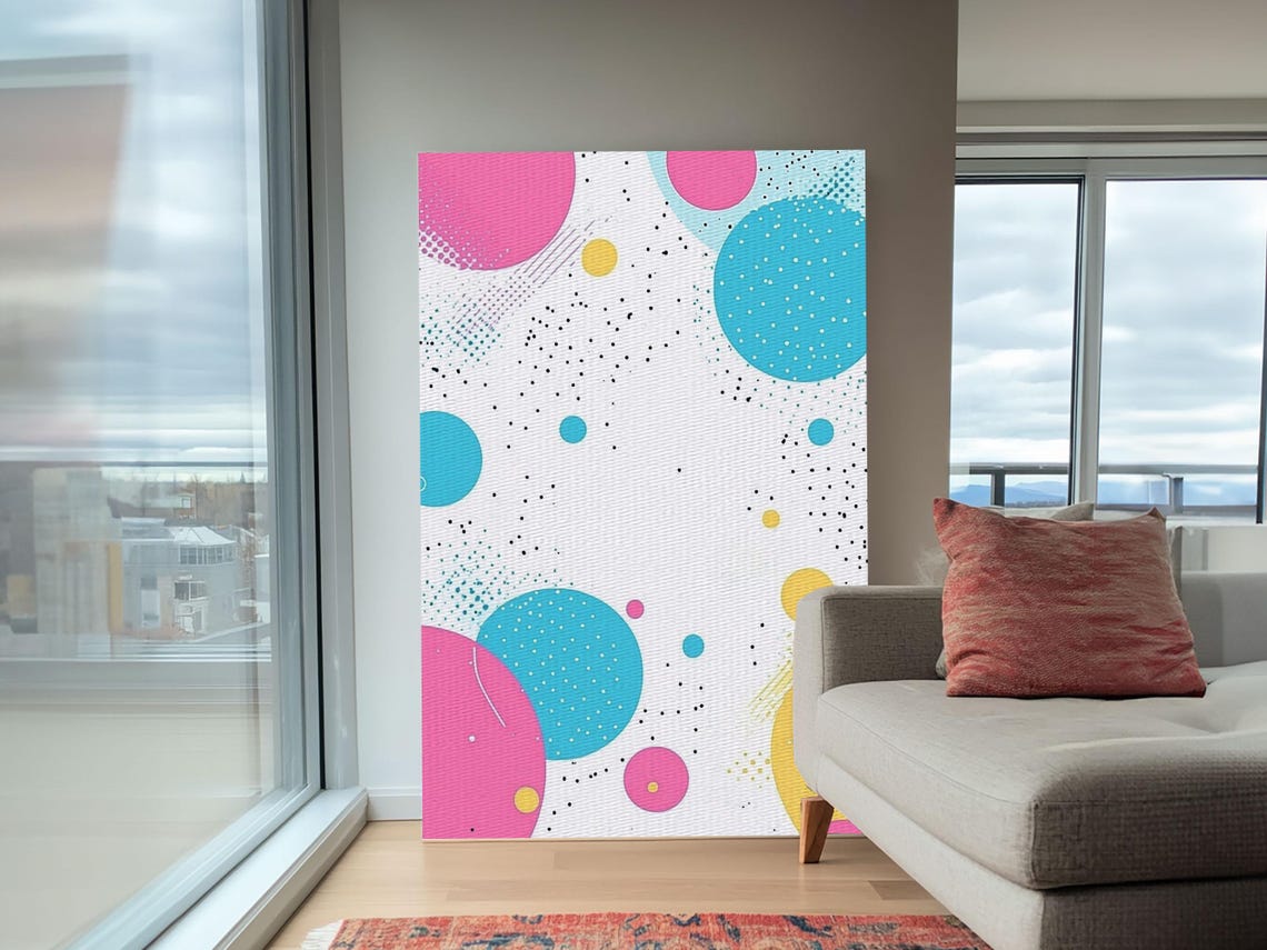 Retro 90s Memphis Style Colorful Circles Confetti Abstract Art Poster - Image 6