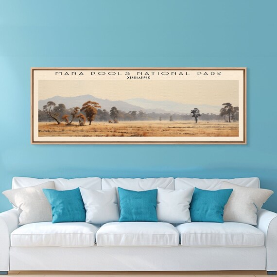 Mana Pools National Park Zimbabwe Golden Savanna Misty Hills View Poster