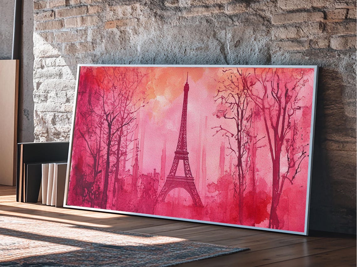 Eiffel Tower Paris Pink Blossom Trees Romantic French Travel Poster - Image 4