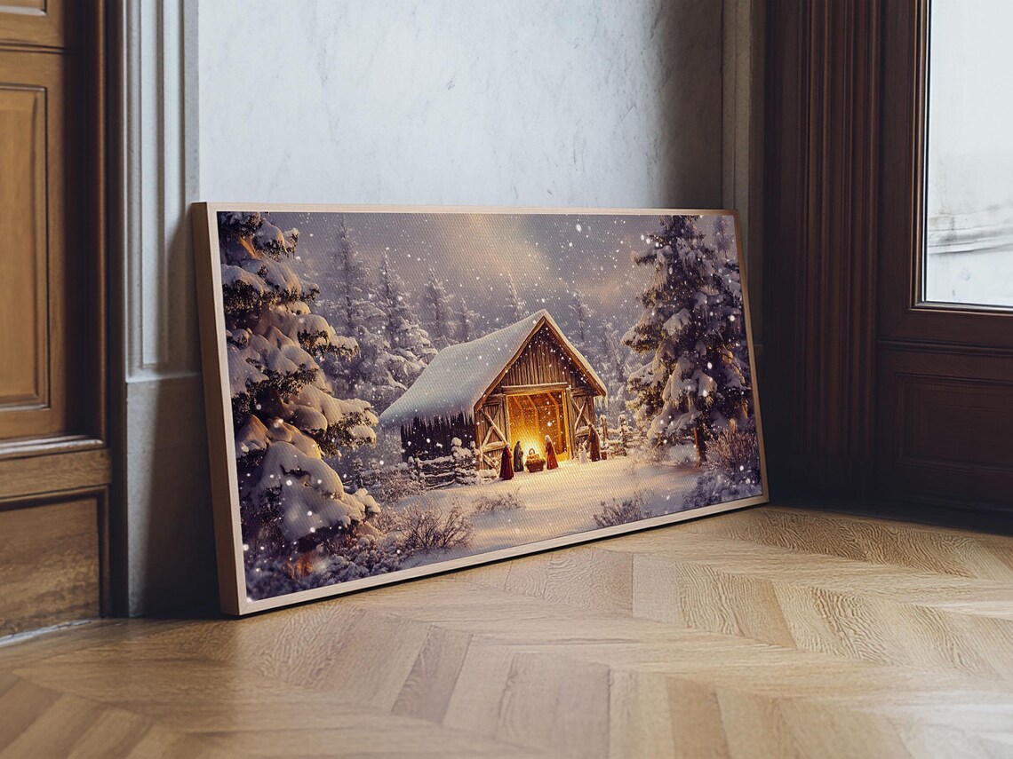 Nativity Scene, Christmas Oil-Painting-Style Art Print