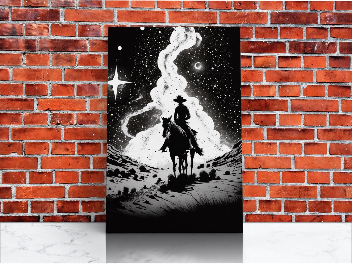 Western Decor Black And White Cowboy Art Framed Print - Image 4
