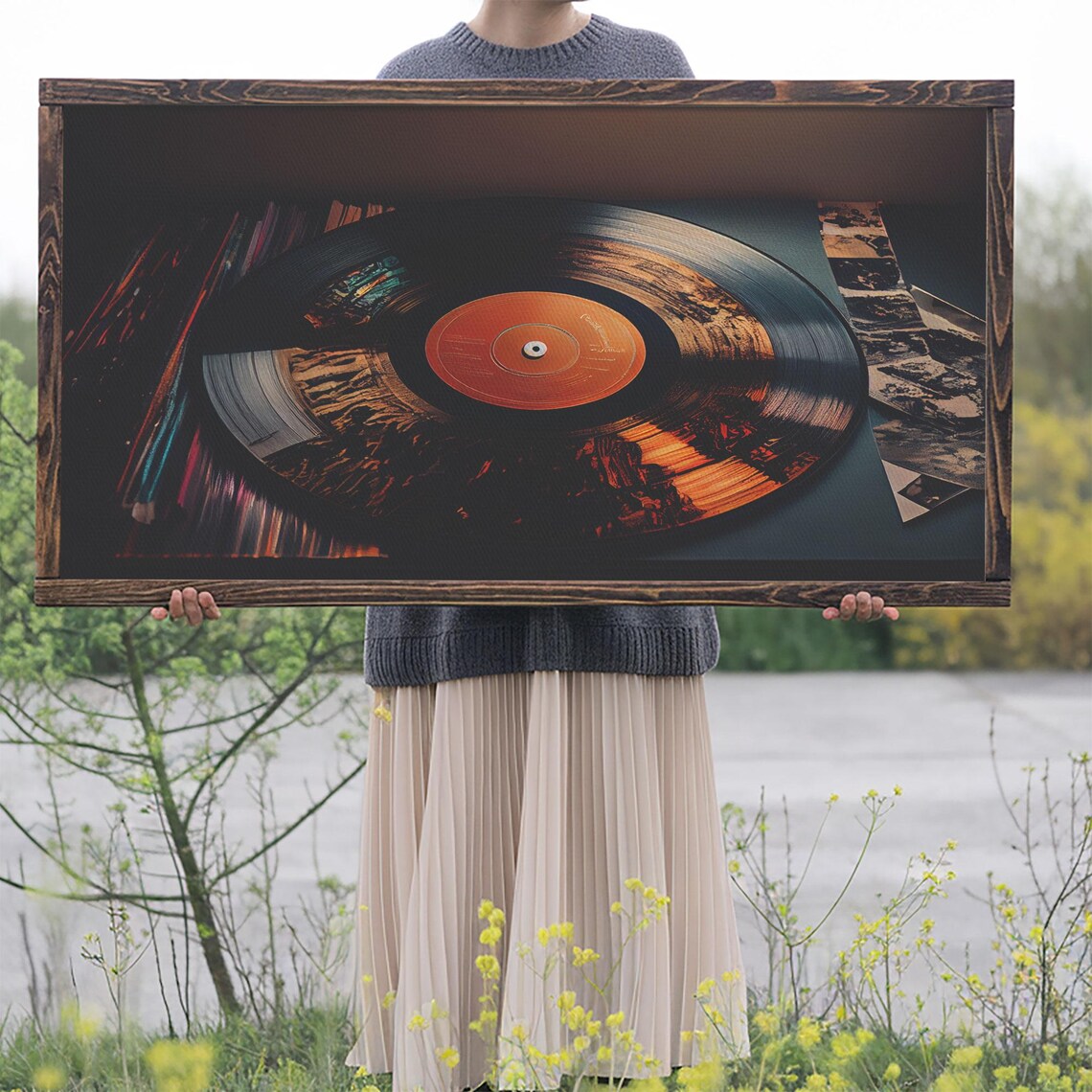 Vinyl Record Wall Art, Abstract Mountains - Image 2