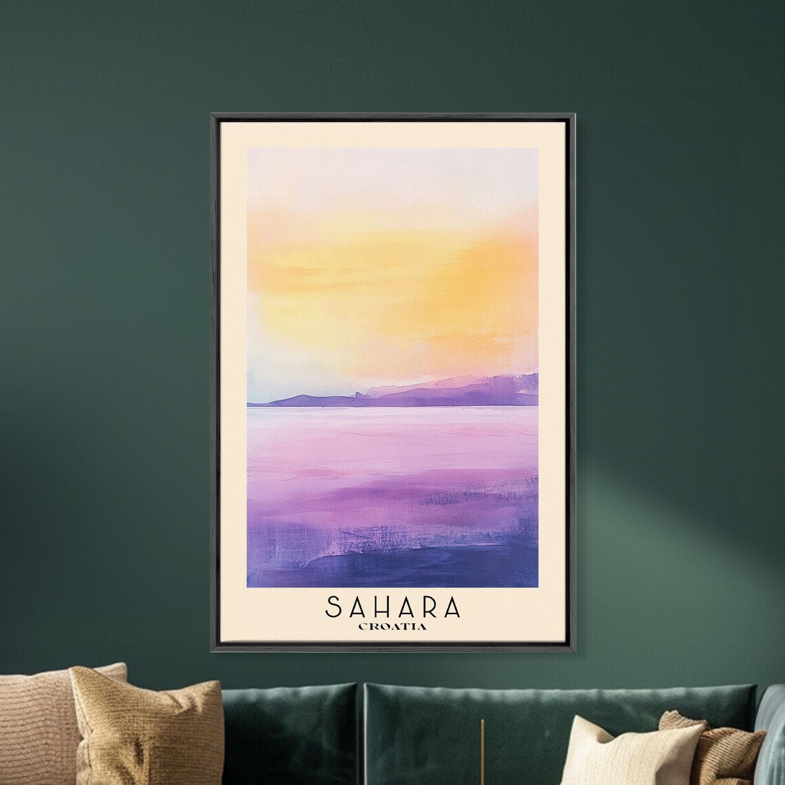 Sahara Croatia Abstract Sunset Sea Purple Gold Watercolor Travel Poster - Image 5