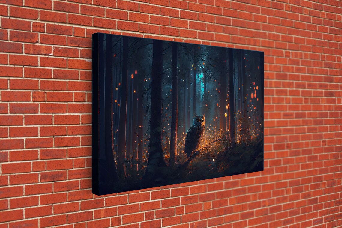 Fantasy Forest Art, Fireflies And The Owl At Midnight - Image 3