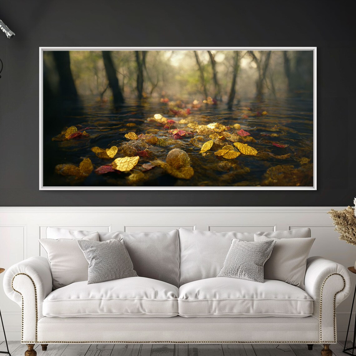 Fall Leaves Floating Down The River, Autumn Landscape Print - Image 3