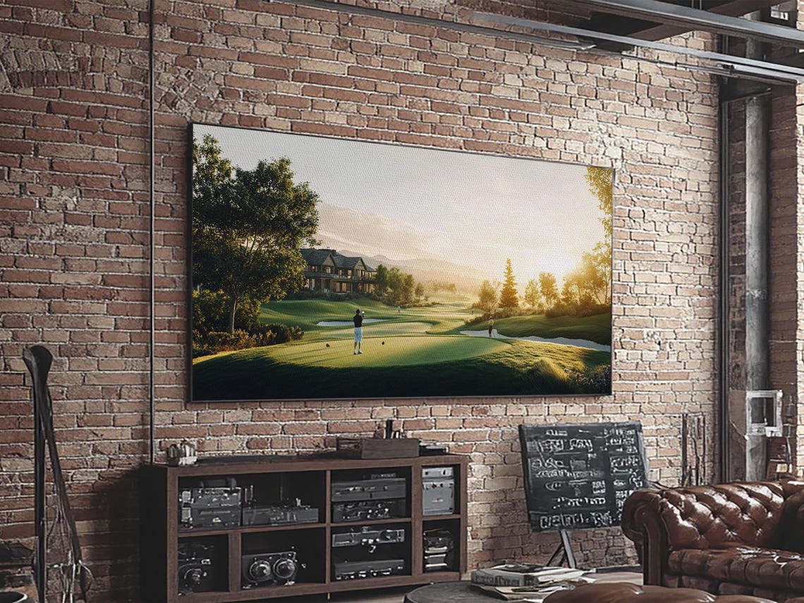 Golf Course Sunset Print Panoramic Landscape Art Rustic Decor Above Bed Artwork Gift Idea Extra Wide Horizontal Wall Art - Image 4
