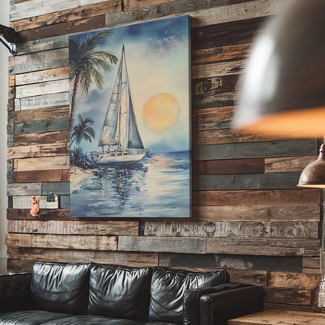 Sailboats In The Winter Lake House Decor Colorful Christmas Wall Art Winter Decor Holiday Art Holiday Decor Christmas Handmade Art - Image 5